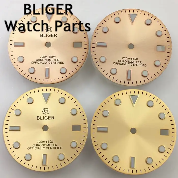 BLIGER-Cadran de Montre Shoous en Or Rose, Adapté au Mouvement NH35, 29mm