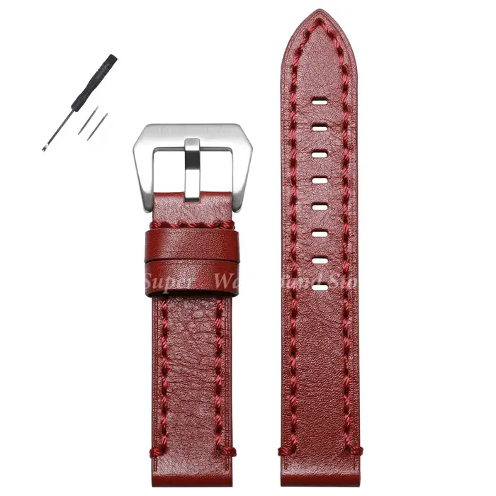 Bracelet de montre en cuir de vachette de haute qualité pour Panerai marron