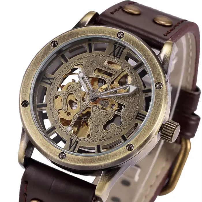 Montre mécanique automatique en bronze pour homme, modules de luxe de marque supérieure, montre-brac