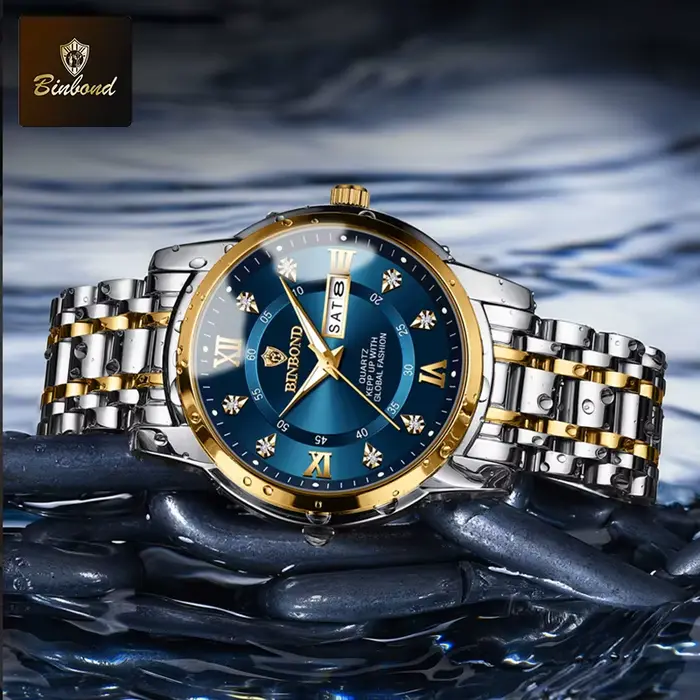 BINBOND Top marque de luxe montre de mode hommes 3ATM étanche Date horloge Sport montres