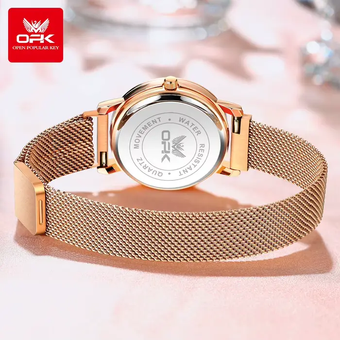 OPK 8115 femmes montre mode affaires Simple en acier inoxydable maille ceinture étanche lumineux