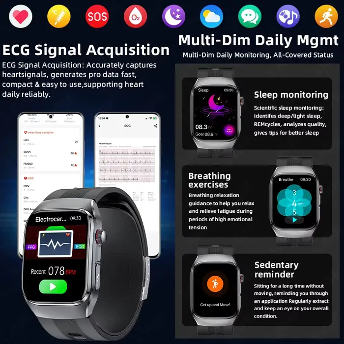 Nouvelle montre intelligente LIGE avec moniteur de fréquence cardiaque et surveillance de la santé pour adultes occasions spéciales sport activités quotidiennes