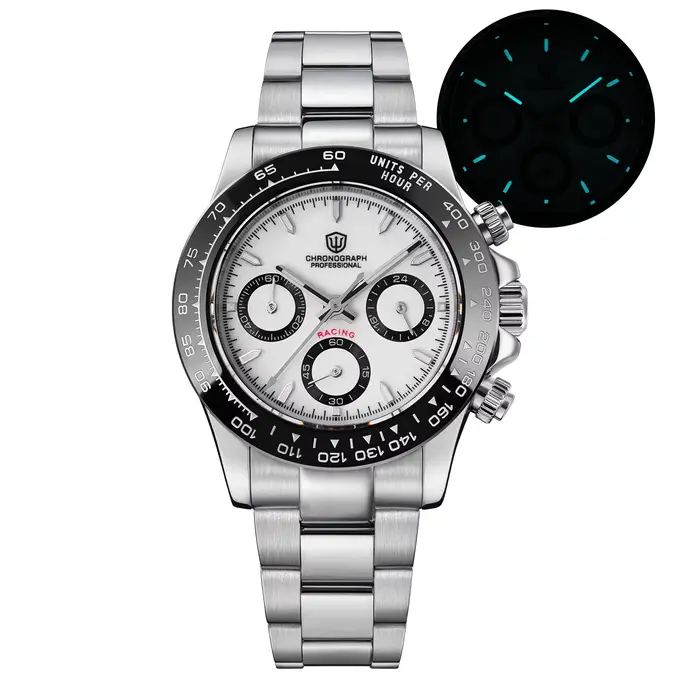 Montre chronographe à quartz Watchdives Wd16500 V2 VK63 avec lunette en acier saphir, montres de spo