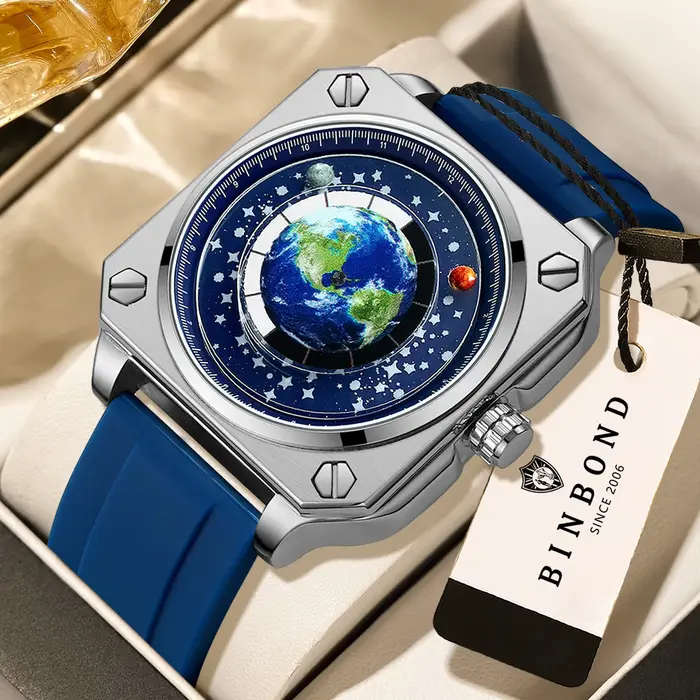 Montres-bracelets BINBOND Earth&Star Cool Quartz pour hommes, lumineuses, étanches, précises, sportives, durables, décontractées, Reloj