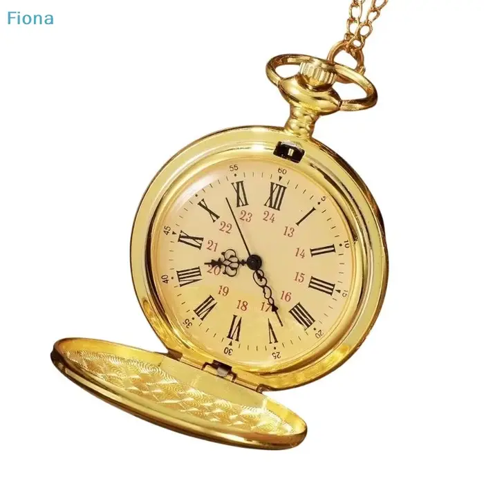 ✔ Montre de poche circulaire dorée pour homme