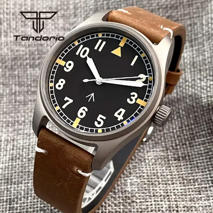 Tandorio titane NH35A 39mm montre de plongée pilote automatique pour hommes 20BAR saphir ultraléger étanche montre-bracelet vert lumineux