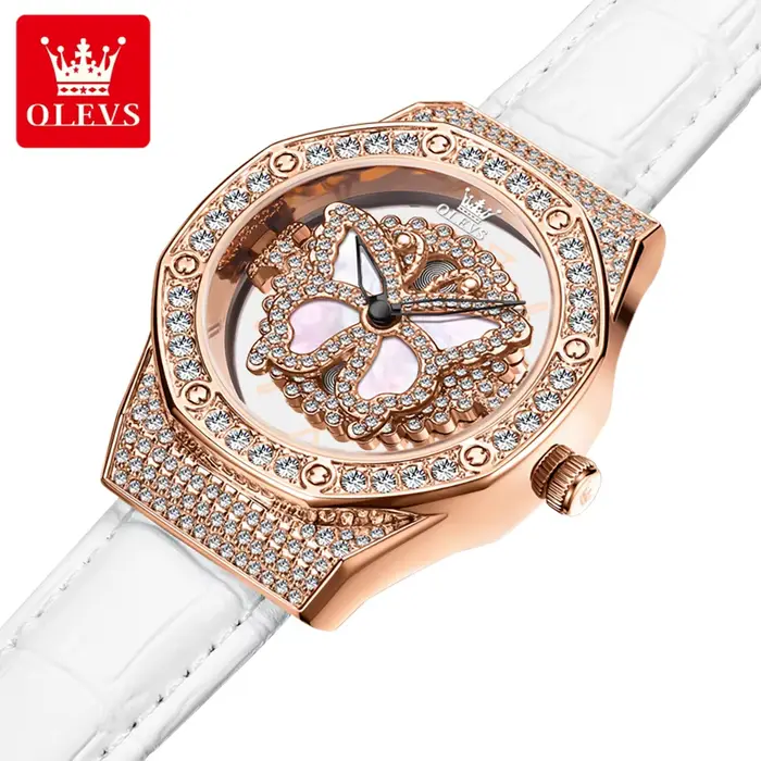 OLEVS 9996 montre à Quartz pour femmes Top marque mode femme montre-bracelet papillon luxe étanche Original en cuir robe montres