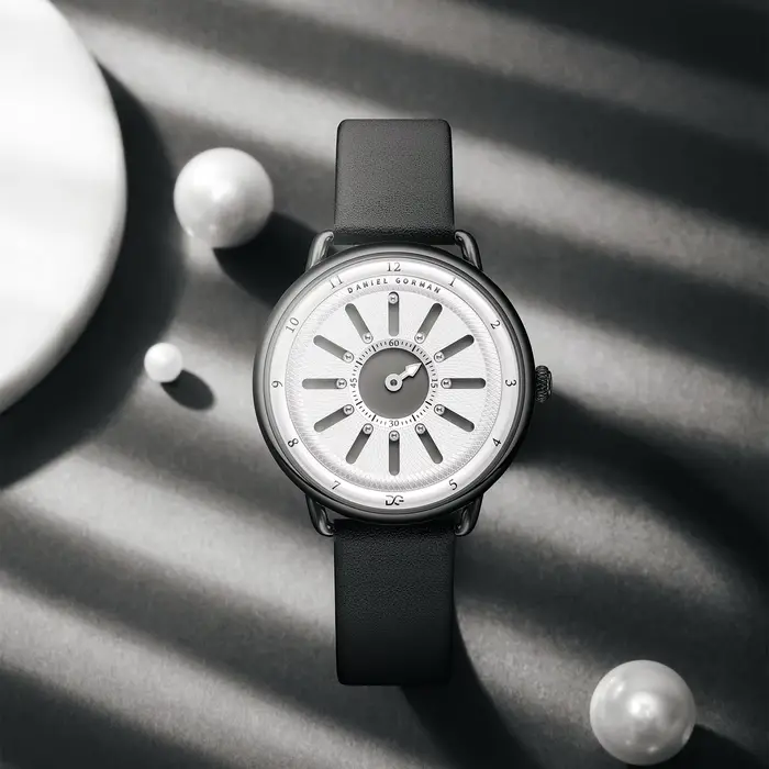 Montre Gorman Kepler en cuir véritable résistante à l'eau pour femmes élégante et innovante occasion spéciale quartz bracelet alliage bronze rose argent Blanc