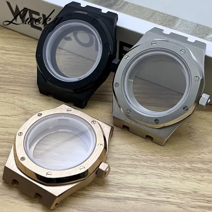Boîtier de montre AP de haute qualité 41 mm, NH34 NH35 NH36 NH38 NH39 NH70, cristal saphir, acier inoxydable massif, pièces de boîtier de montre AP