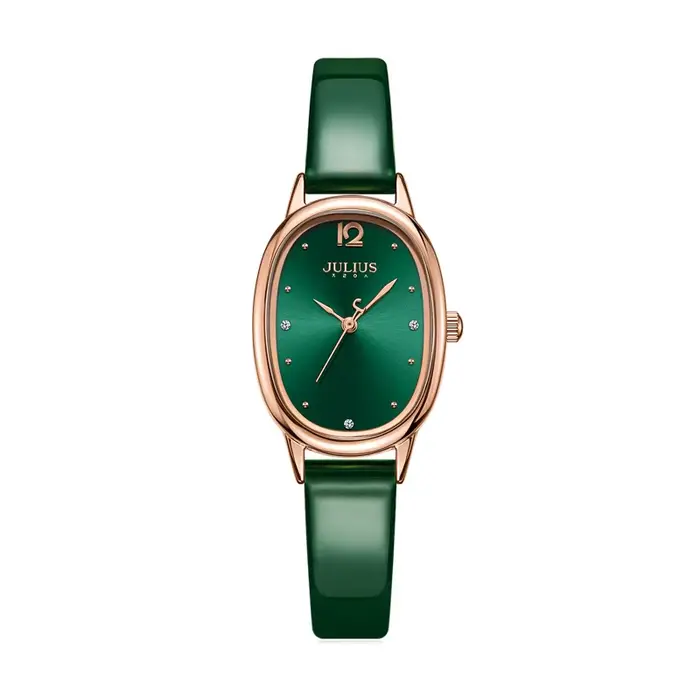 Montre en cuir véritable vert pour femmes, mignon, élégant, japon movnot Lady, montre Fine, Bracelet