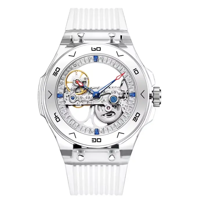 HANBORO – montre automatique pour femmes, 41.5mm, montre-bracelet mécanique, étanche, boîtier en acr