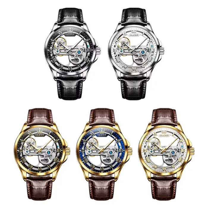 Montre-bracelet mécanique automatique étanche pour homme