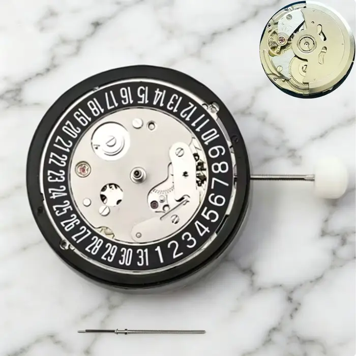 Mouvement automatique NH35 à haute précision, à 6 heures, avec disque de calendrier noir, peut rempl