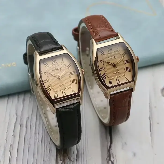 Montre pour femmes petites dames montres marron rétro Vintage Bracelet en cuir montre noir Quartz montres Reloj Mujer
