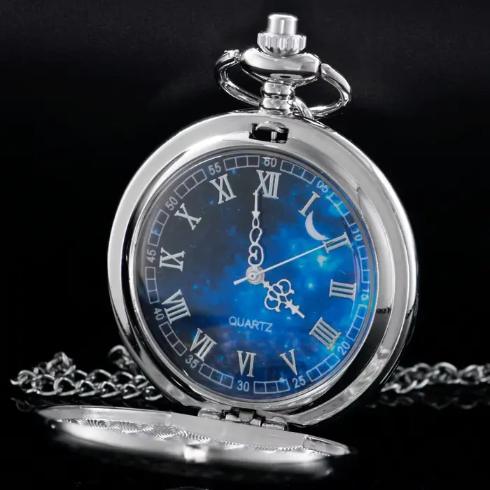 JOMen-Montre de Poche à Quartz Vintage en Argent