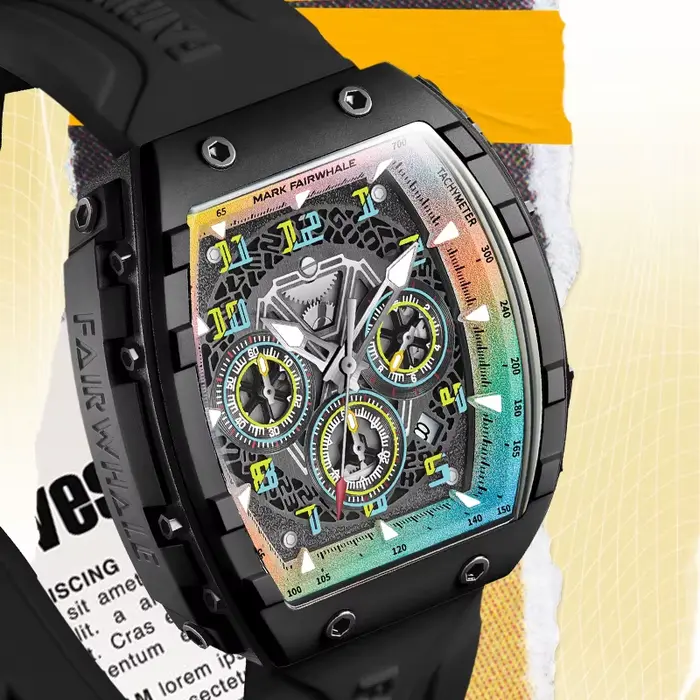 Mark Fairwhale nouvelle montre de mode décontractée pour hommes cadran Cool conception en forme de Tonneau étanche
