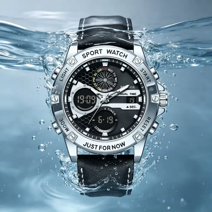 Montres militaires FOXBOX montres de sport chronographe double affichage analogique-digital robuste résistante à l'eau pour hommes aventuriers et collectionneurs