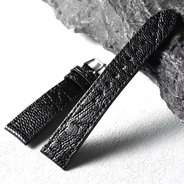 Bracelet de montre en cuir véritable de pied d'autruche fait à la main