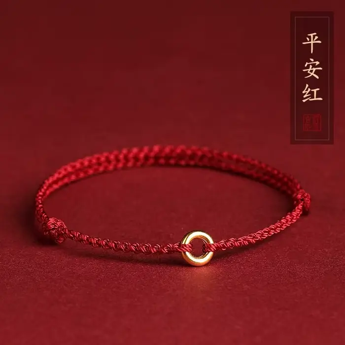 Bracelet en corde rouge chic et géométrique couleur or pour femme
