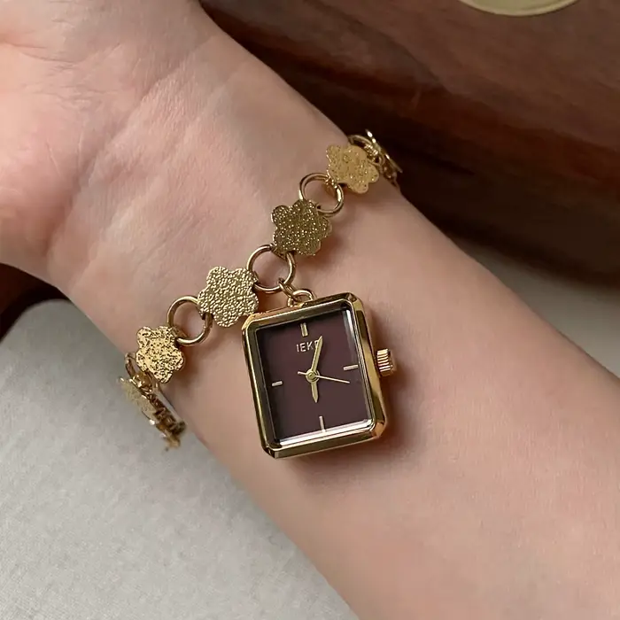 Bracelet tournesol luxe art médieval bordeaux bracelet femme quartz élégant occassionnel pour femmes