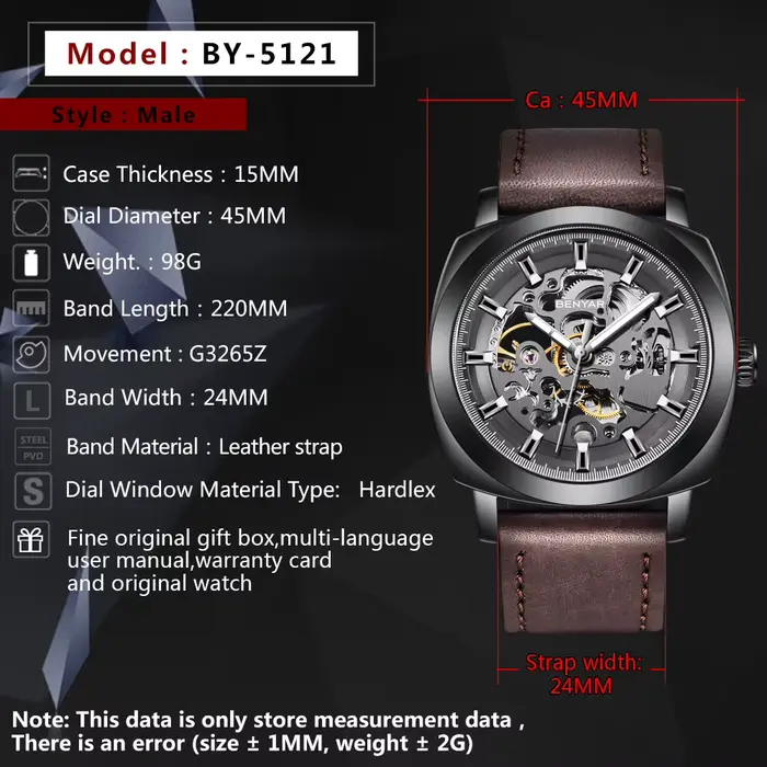 BENYAR montres pour hommes Top marque de luxe affaires automatique montre mécanique