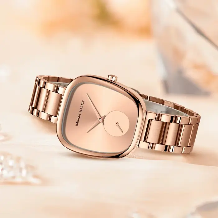 Montre-bracelet à Quartz pour femmes, or rose, baril de vin, style minimaliste, ovale, résistante à l'eau, pour occasions spéciales