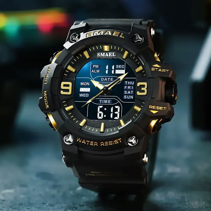 Montre de sport à quartz avec alarme lumineuse LED