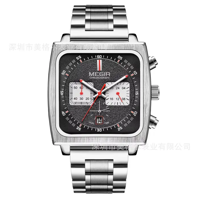 Montre à quartz carrée série chronographe avec calendrier 43