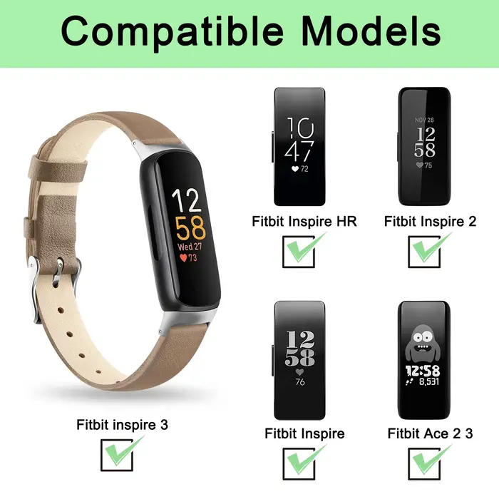 Bracelet en cuir de luxe pour Fitbit inspire 2 3/inspire HR
