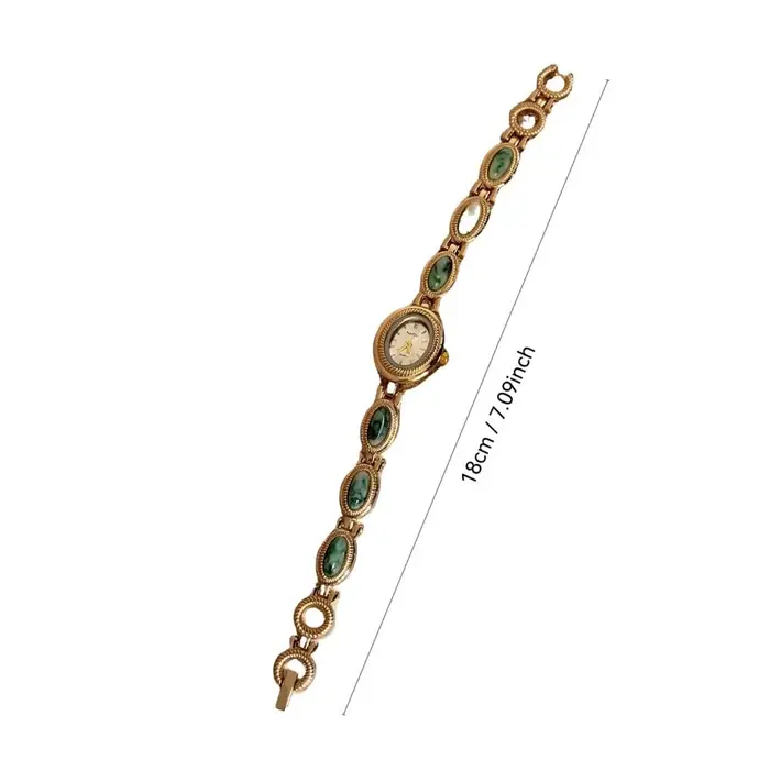 Montre ovale luxe quartz avec pierres précieuses colorées pour femmes occasions spéciales élégantes et sophistiquées