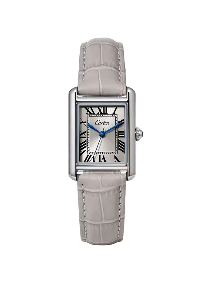 Montre à Quartz rectangulaire pour femmes et filles, horloge argentée en acier inoxydable, chiffres