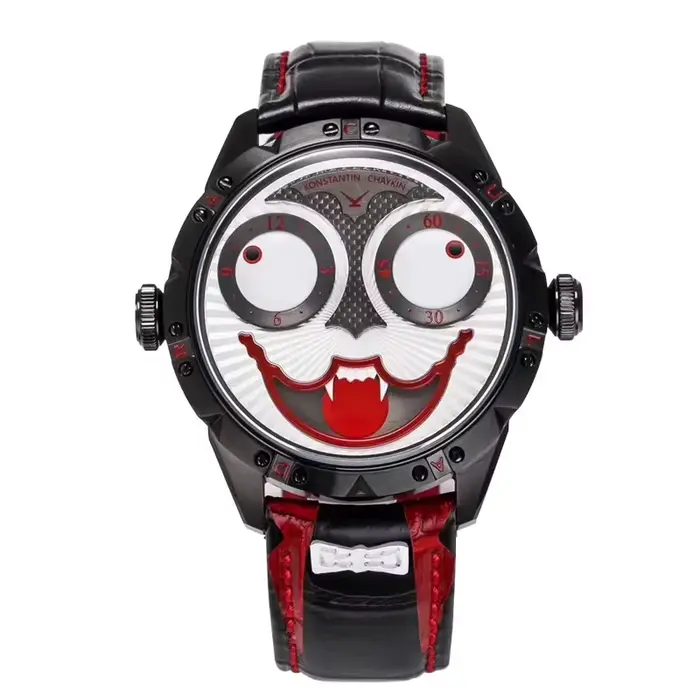 Montre Black Vampire montres-bracelets à quartz acier inoxydable cuir design de luxe phase de lune occasions formelles et décontractées