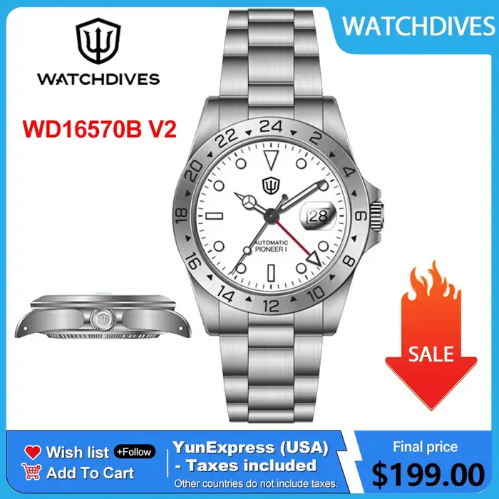 Watchdives WD009B 38mm GMT Diver Watch Hangzhou6460 Mouvement automatique Mécanique Lumineux Étanche 100m Montres WD16570B V2