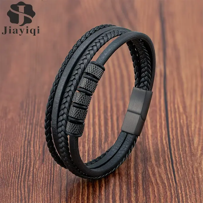 Bracelet de luxe en perles d'acier inoxydable pour hommes