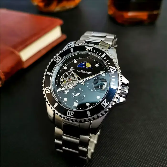 Montres mécaniques squelette à phase lunaire Tourbillon
