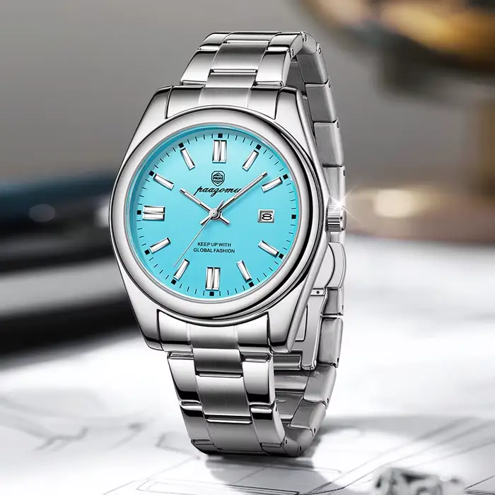 PAAZOMU – montre ronde rétro pour hommes