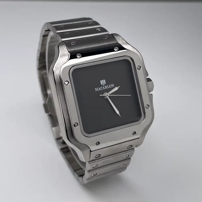Montre mécanique pour homme MACARLON 38 mm avec mouvement chinois NH35, montre de business en acier