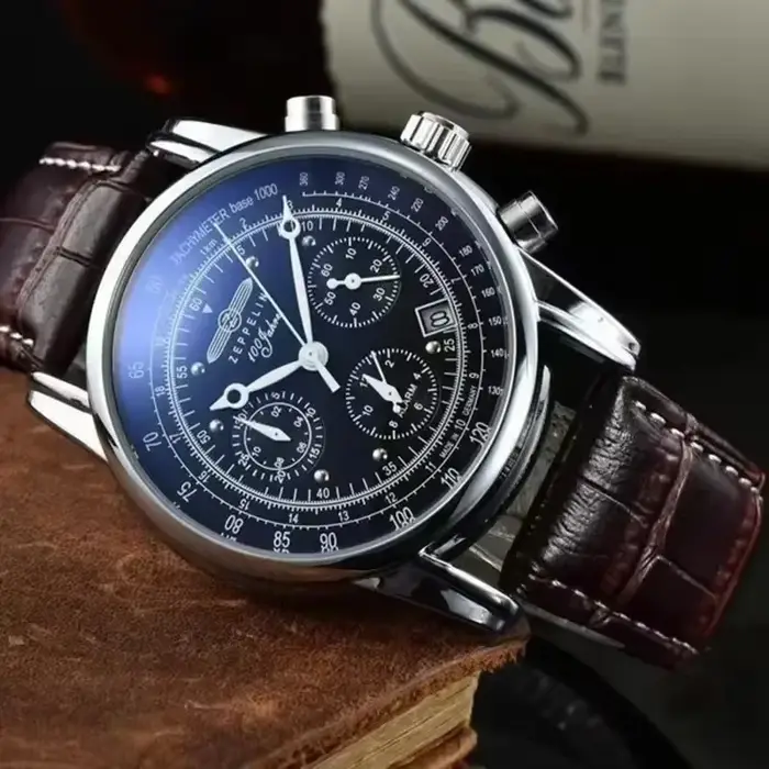 Nouvelle montre automatique Zeppelin Airship pour homme, boîtier en acier inoxydable, bracelet en cu