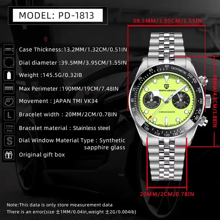 Montres pour hommes PAGANI DESIGN BB Chronographe avec cadran vert