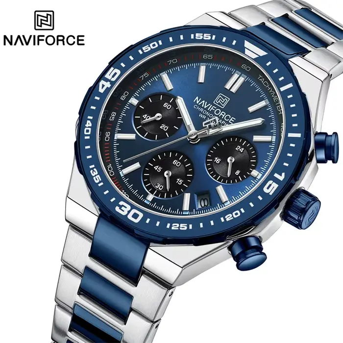 NAVIFORCE montre de mode pour hommes de haute qualité de luxe en acier inoxydable étanche classique montres à Quartz mâle grand visage horloge