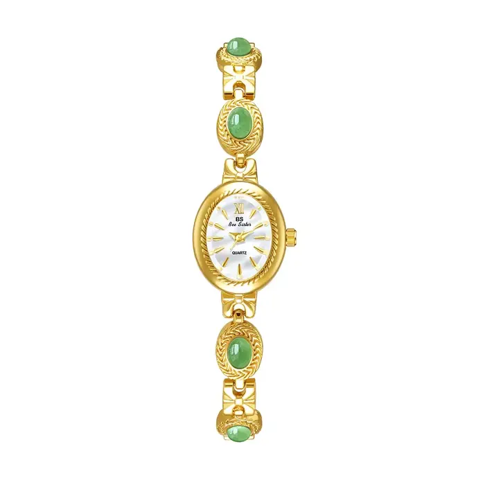 Montre pour femme Bracelet en Jade naturel Vintage petit cadran ovale or rétro montres marque de lux