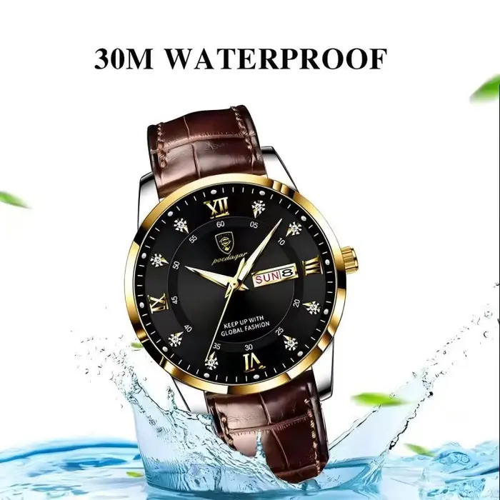 POEDAGAR marque de luxe hommes montres étanche lumineux en cuir Quartz homme montre-bracelet sport décontracté montre