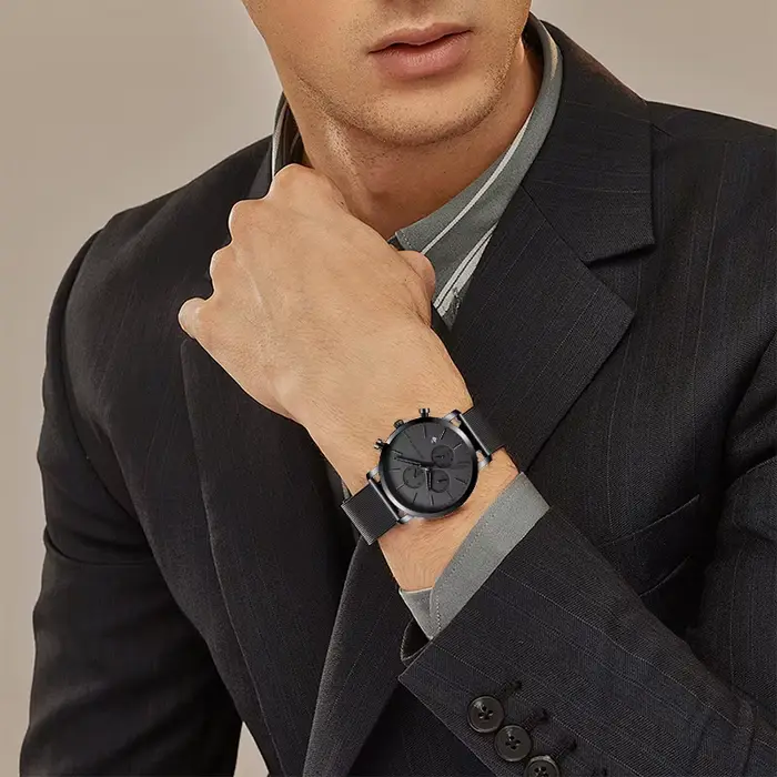 Montre Quartz Pour Homme Luxe Hannah Martin Style Affaires Avec Chronographe et Calendrier Complet Occasions Spéciales