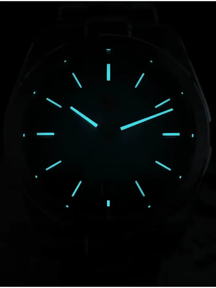 Montre San Martin en acier inoxydable avec bracelet 316L et cadran en émail dégradé bleu/orange/rouge résistante à l'eau pour homme occasions spéciales