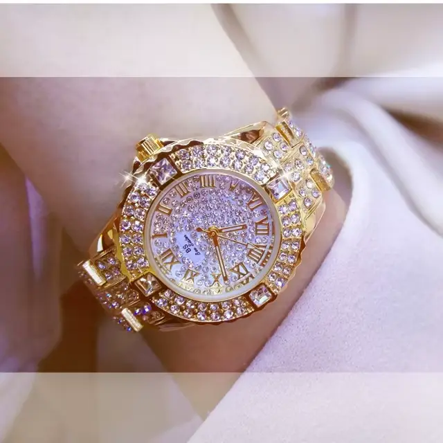 Femmes montres diamant or montre dames montres de luxe marque strass femmes Bracelet montres femme R