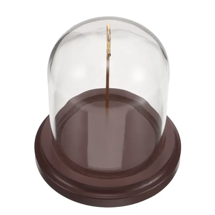 Cloche en verre pour montre de poche avec crochet de suspension, base en bois robuste, 3,1 x 4 pouce