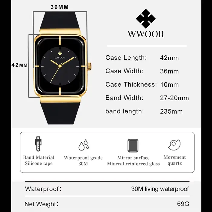 Montre-bracelet à quartz étanche en acier inoxydable pour homme