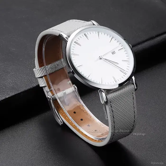 Bracelet de montre en cuir cousu vintage pour hommes