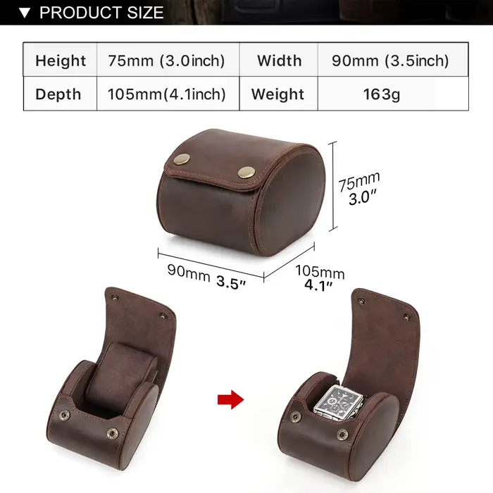 Boîte de présentation de montre de luxe en cuir de cheval