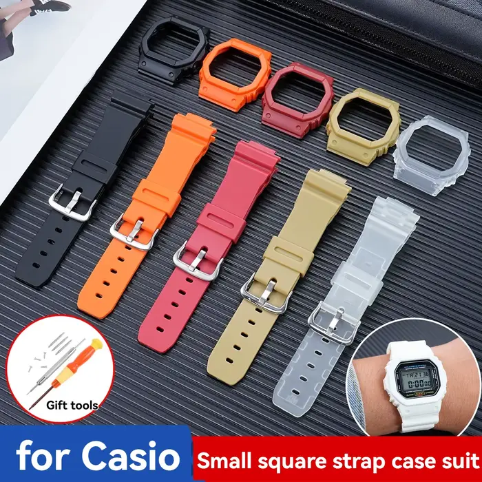 Kit de remplacement de bracelet de montre et de boîtier de protection en résine pour Casio G-Shock DW5600 DW5000 GW5600 GLX5600 GW-M5610